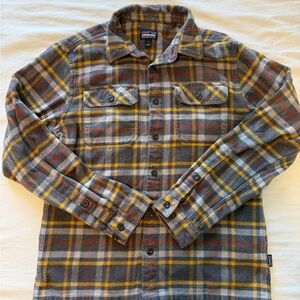 Patagonia Gray and Yellow JFord Plaid Shirt